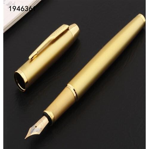 Luxury quality 8007 Golden Business office Medium Nib fountain pen ink New School stationery Supplies