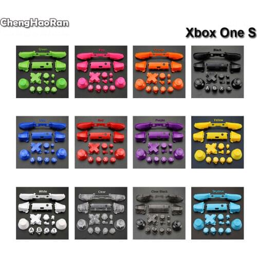 ChenghaoRan 10set Full Button Replacement For Xbox One S Dpad ABXY Trigger Grips Stick Caps Parts for Xbox One Slim Controller