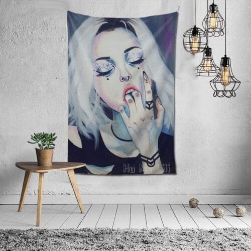 Hippy Bedding Cool Goth Gotik Gothic Women Girl Art Queen Tapestry Wall Hanging Throw For Living Room Dorm Accessories Mandala