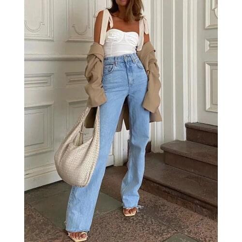 Casual Fashion Loose High Waist Jeans Women Straight Leg Long Pants Denim Bottom Harajuku Boyfriend Jeans Baggy for Tall Girls