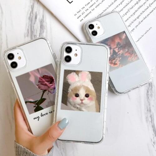 Cute Cat Phone Case For iPhone 11 Funda iphone 11 12 Pro Max 11 8 7 6s 6 Plus Xr Xs Max X Xs SE 2020 Clear Shockproof TPU Cover