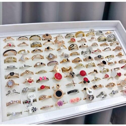 Titanium steel rose gold plated real gold ring ladies street Hong Kong wind jewelry women diamond ring wholesale