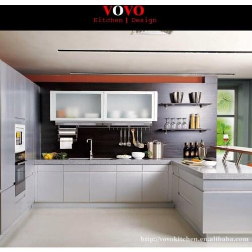 U shaped kitchen cabinet 45 degree handless design