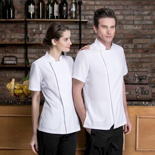 Svitania Unisex Kitchen Chef Uniform Bakery Food Service Short Sleeve Breathable Single Breasted Cook Wear Chef Jacket Waiter