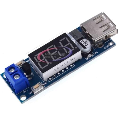 DC-DC 4.5-40V To 5V 2A USB Charger LED Step-down Buck Converter Voltmeter Module Low Power