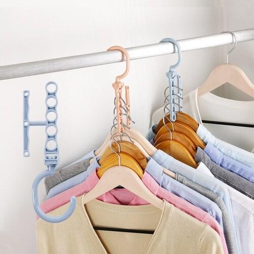 Rotating Five-hole Magic Hanger with Handle for Sorting and Drying Creative Closet Organizer Folding Clothes & Scarf Drying Rack