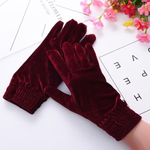 Female Windproof Winter Soft Thermal 1 Pair New Woman Fashion Warm Satin Lady Solid Velvet Gloves Comfortable Gloves Mitten