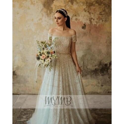 2021 Dubai Sexy Blue Off Shoulder Evening Dresses Flowy Hand Beading Scoop Neck Illusion Aline Formal Women Party Gown платье