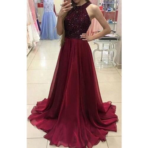 2019 Newest Style Women Vintage Lace Long Maxi Dress Evening Wedding Party Formal Dresses Wine Red Black