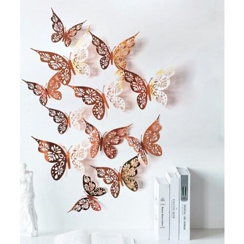 12psc Hollow Butterfly Festival Party Layout Wall Stickers Home Decor Butterfly Kids Room Decors Home Decoration