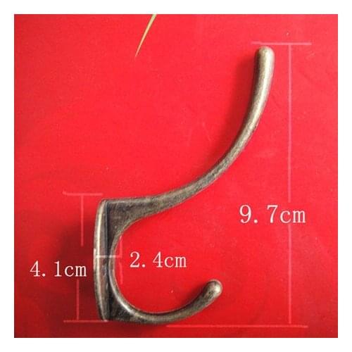 15pcs 97mm antique vintage bronze Wholesale Clothes hook Double metal coat key hang bag Restore ancient ways coat hanger clasps