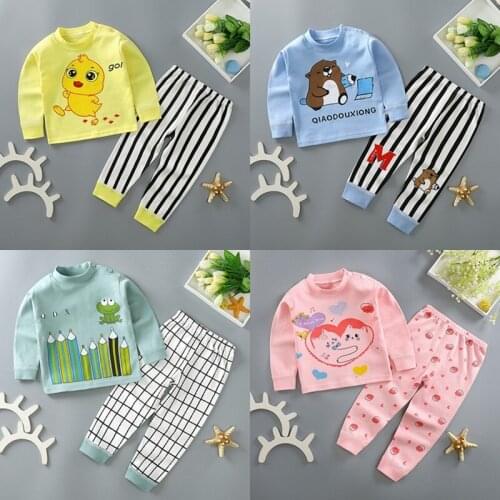 2020 Autumn Childrens Pajamas Sets Cartoon Animal Sleepwear Kids Clothes Set Winter Kids Toddler Baby Boys Girls Clothing Sets