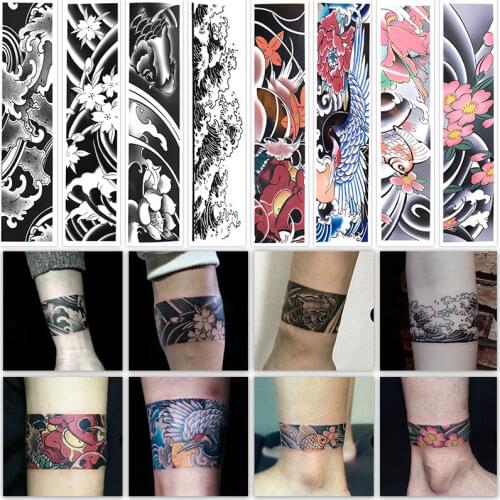 4pcs/set Temporary Tattoo Stickers Wave Armband Tattoo paste mens womens waterproof Bracelet ankle lasting totem dark tattoo