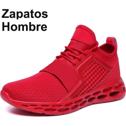 Cushioning Men Breathable Running Shoes New Style Black Sport Shoes for Man Mesh Sneakers Red Athletic Footwear Plus Size 36-48