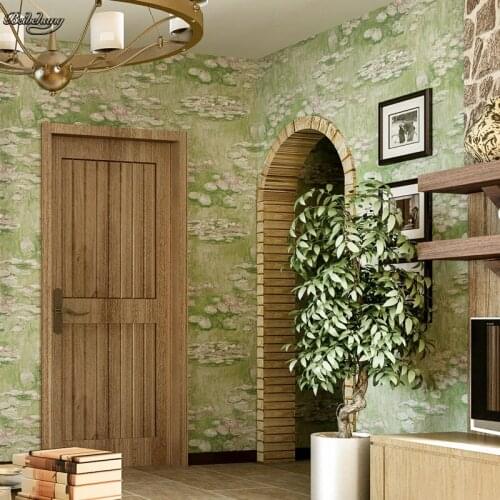 Beibehang Personality simple fashion style ink painting graffiti background green lotus pattern embossed green wallpaper