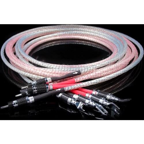 Free shipping 3M/pair Audio Speaker Cable hifi Loundspeaker cable with carbon fiber Y spade connector