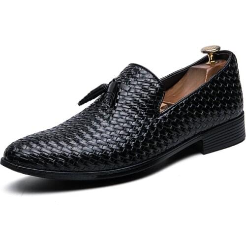 Boot Fashion Pattern PU Leather Shoes Mens Slip-on Business Shoes Male Solid Color Formal Dress Shoes Wedding Party Dress Flats
