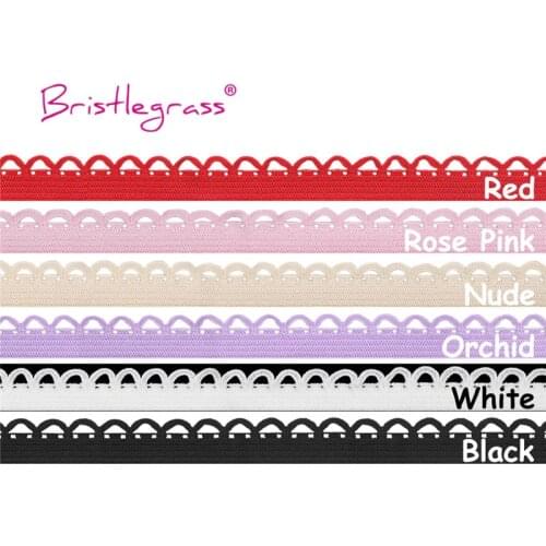 BRISTLEGRASS 100 Yard by Roll 3/8" 10mm Picot Loop Decorative Lace Trim Elastic Spandex Band Underwear Lingerie Dress DIY Sewing