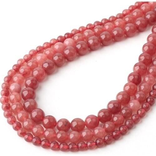 Natural Stone Strawberry Quartz Round Loose Beads Crystal Gem Beads 6 8 10mm For Bracelet Necklace Making