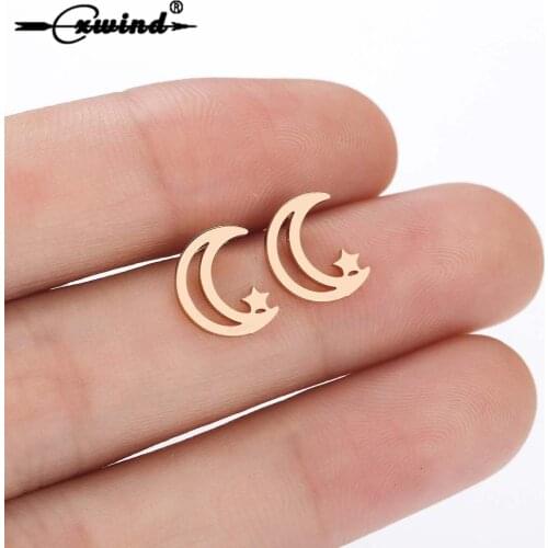 Cxwind Fashion Star Moon Stud Earrings For Women Girl Cute Female Korean Geometric Earings boucle d'oreille femme oorbellen
