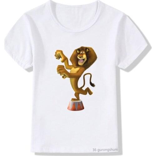 Children Clothing Boys and Girls T-shirt Madagascar Funny Animal Cartoon Print T Shirt Kids Casual Shirt Summer Fashion Tops