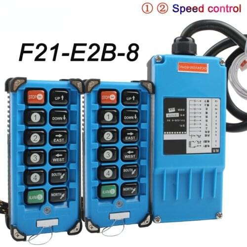 F21-E2B-8 industrial remote controller switches 8 Channels keys Direction button Hoist Crane 220V 380V 110V 12V 24V Two speed