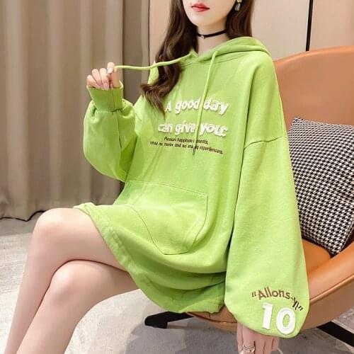 2xl Oversized Hoodie Women Spring Autumn Thin Letter Embroidery Sweatshirt Women