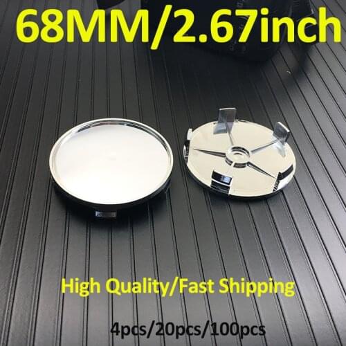 Wholesale Wheel Rim Hub Cap Covers Chrome 68MM 6.8CM 2.67" Wheel Center Caps Car Universal pvc 5 Clips Base for Accessory