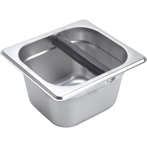 Stainless Steel Espresso Knock Box Container with Rubber Bar for Coffee Machine