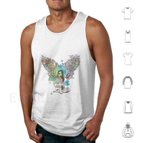 Angels Of God-Winged Angel Tank Tops Vest Sleeveless Angel Mythology God Bible Colour Colourful Watercolour Love Girls