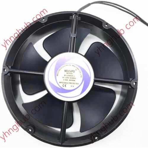 MDOVPD M-22060A-L AC 220V 0.38A 220X60mm 2-wire Server Round Fan