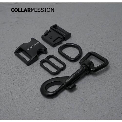 Metal buckle+adjust buckle+D ring+metal dog clasp/set)Engraved DIY dog collar black 20mm webbing sewing parts good quality
