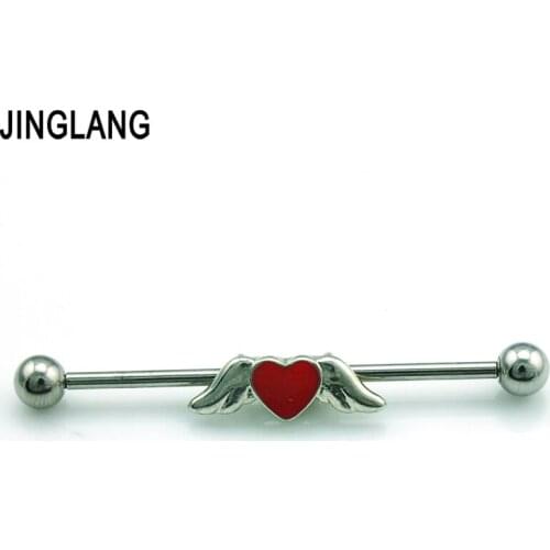 Fashion Europe Style Heart Wing Ear Plug Tunnel 316L Stainless Steel Bar Fake Body Piercing Jewelry