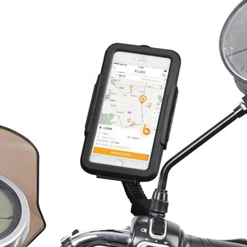 Motorcycle Bike Phone Mount Case Waterproof Bicycle Handlebar Rearview Mirror Phone Holder Adjustable Stand Support Accessories