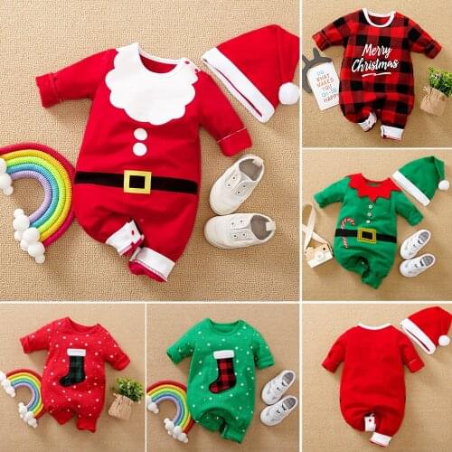 Malapina Newborn Baby Boy Girl Clothes Christmas Red and Green Long Sleeve One Piece Romper Outfits Kids Toddler Clothing
