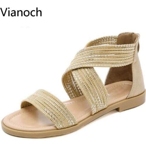 New Fashion Women Sandals Summer Flats Beach Shoes Woman Size 40 41 42 wo19006
