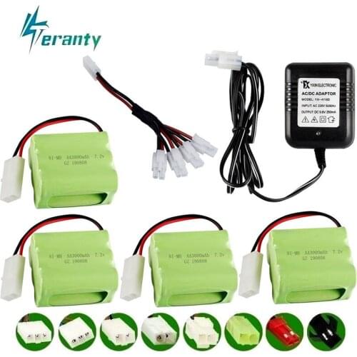 Upgrade 7.2v 3000mah NiMH Battery + charger For Rc Toys Cars Tanks Trucks Robot Gun Boat AA Ni-MH 7.2v Rechargeable Battery Pack