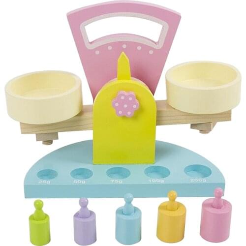 Montessori Educational Toy Early Learning Small Wooden Balance Scale Toy For Kids Baby Toddlers Math Game Toy