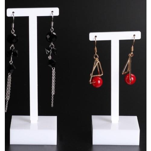 High Quality 2pcs/set White Acrylic Earrings Holder Earrings Showcase Jewelry Display Stand Earring Showing Rack Shelf