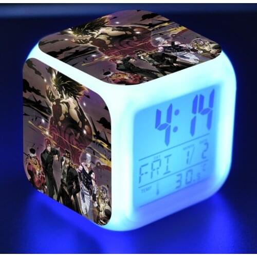 JoJos Bizarre Adventure Cartoon Figure Alarm Clock LED Colorful Touch Night Light PVC Jojo Anime Figurines Toys Kids
