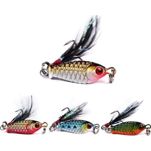4Pcs Fishing Lure Feather Hook Jigs Lures 25mm 5.2g Winter Ice Fishing Spinning Fishing Wobblers Diving Fishing Accessories