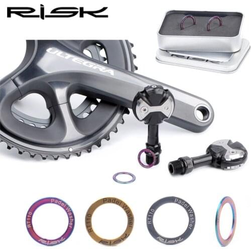 RISK Bicycle Pedal Spacer Crank Gasket Pedal Abnormal Sound Maintenance Ring washer MTB Bike Titanium Alloy Pedal Protection Pad