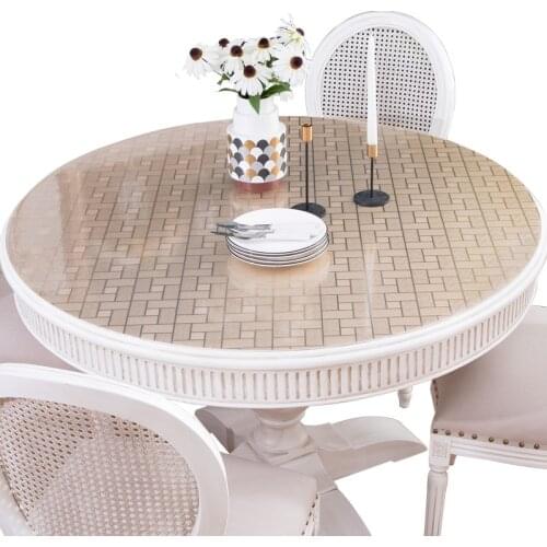 Round tablecloth pvc soft glass waterproof oil-proof table mat party wedding decoration customize Imitation marble tablecloth