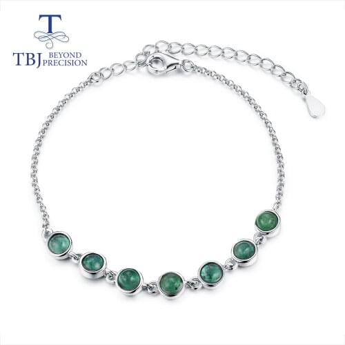 TBJ,Natural 2.5ct zambia emerald bracelet natural valuable gemstone 925 sterling silver jewelry for women nice gift
