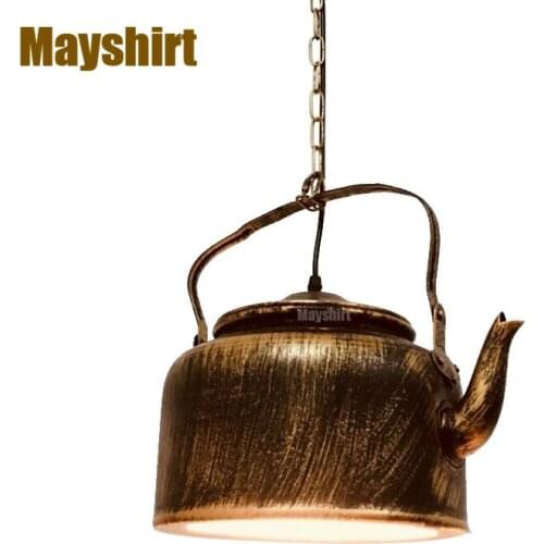 Creative Kettle LED Pendant Lights Industrial Coffee Store Bar Art Deco Hanging Lamps Iron Aluminum Teapot Dining Light Fixtures