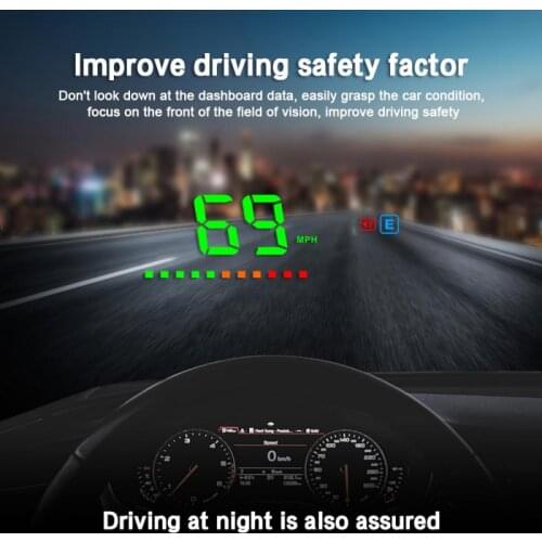 Universal Car HUD Head Up Display GPS Speedometer Overspeed Tired Warning Alarm Windshield Projector Auto Accessories