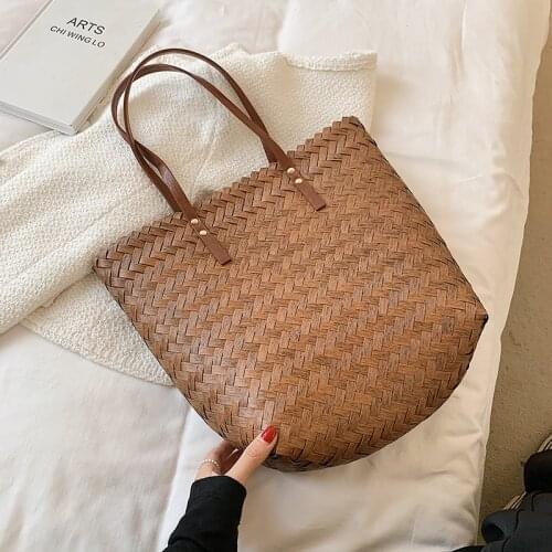High Capacity Large Summer Beach Straw Rattan Bags 2021 Simple Luxury Brand Totes Shoulder Bag Travel Ladies Handbags And Purses
