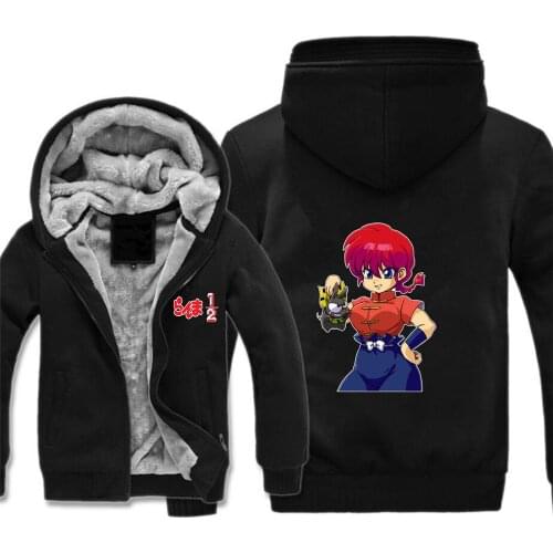Japan anime Ranma jacket Mens Coat Jackets cosplay Cartoon Hoodie Winter Fleece Thick Men Sweatshirt Hoodies