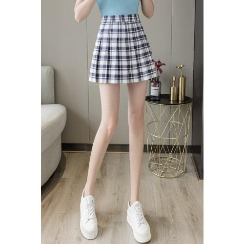 High Waist Stitching Student Pleated Skirts Women Cute Sweet Girls Dance Mini Skirt Skirt Plaid Summer Women Skirt