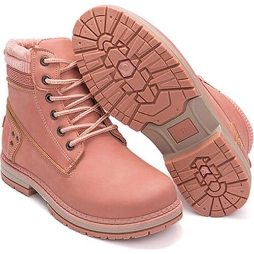Women Boots Winter Motocycle Boots Plus Velvet High Top Casual Shoes Woman lace-up Flats Shoes Fashion Ankle Snow Boots